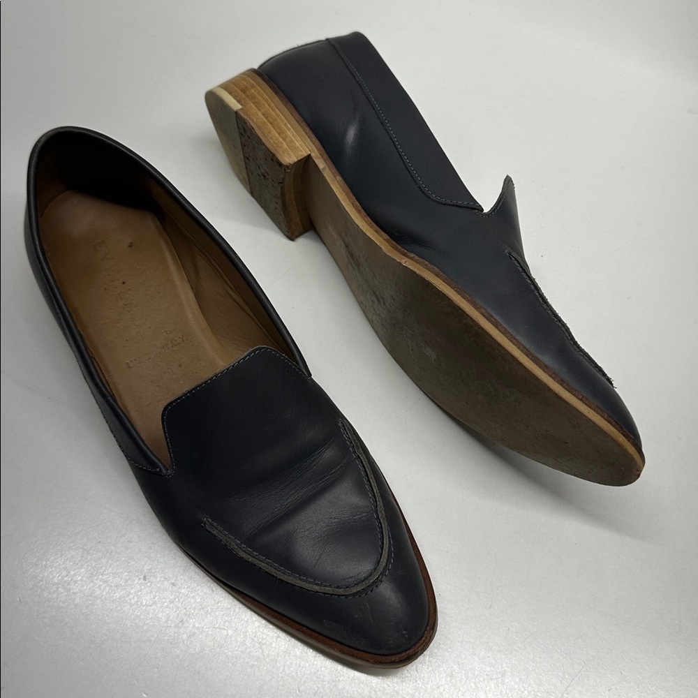 Everlane Modern Loafers Slip On Leather Shoes Almond Toe Pewter Grey Womens 9
